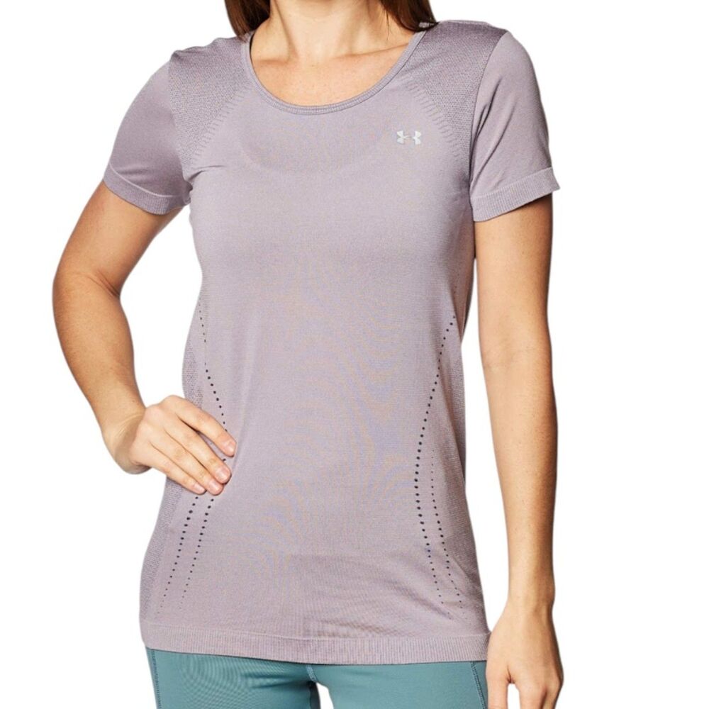 Under Armour Top Womens Small Mauve Seamless Short Sleeve Breathable Training - Picture 1 of 9